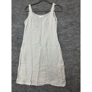 Eileen Fisher Dress‎ Womens 4 Gray Sleeveless Linen Beaded Tank Shift Pockets